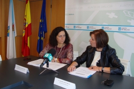 A secretaria xeral de Igualdade, Susana López Abella, e a delegada territorial da Xunta na provincia, Belén do Campo, en rolda de prensa