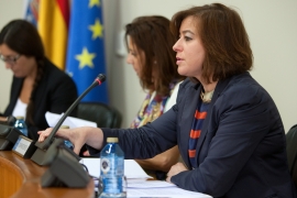Susana López Abella durante su comparecencia en el Parlamento (Autor: Ana Varela)